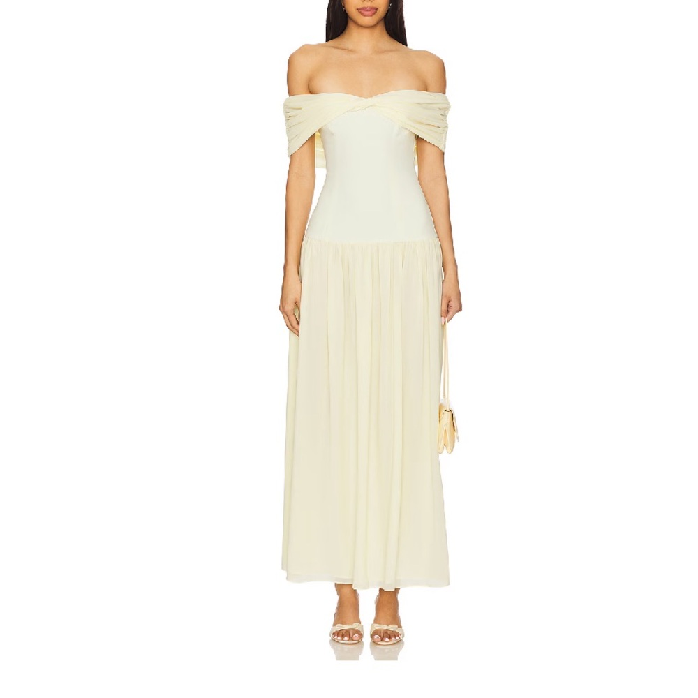 Lovers + Friends Cream Off-Shoulder Midi Dress